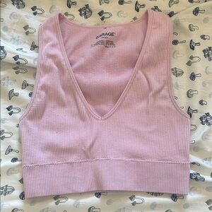 Garage Women's Soft Pink V-Neck Crop Top